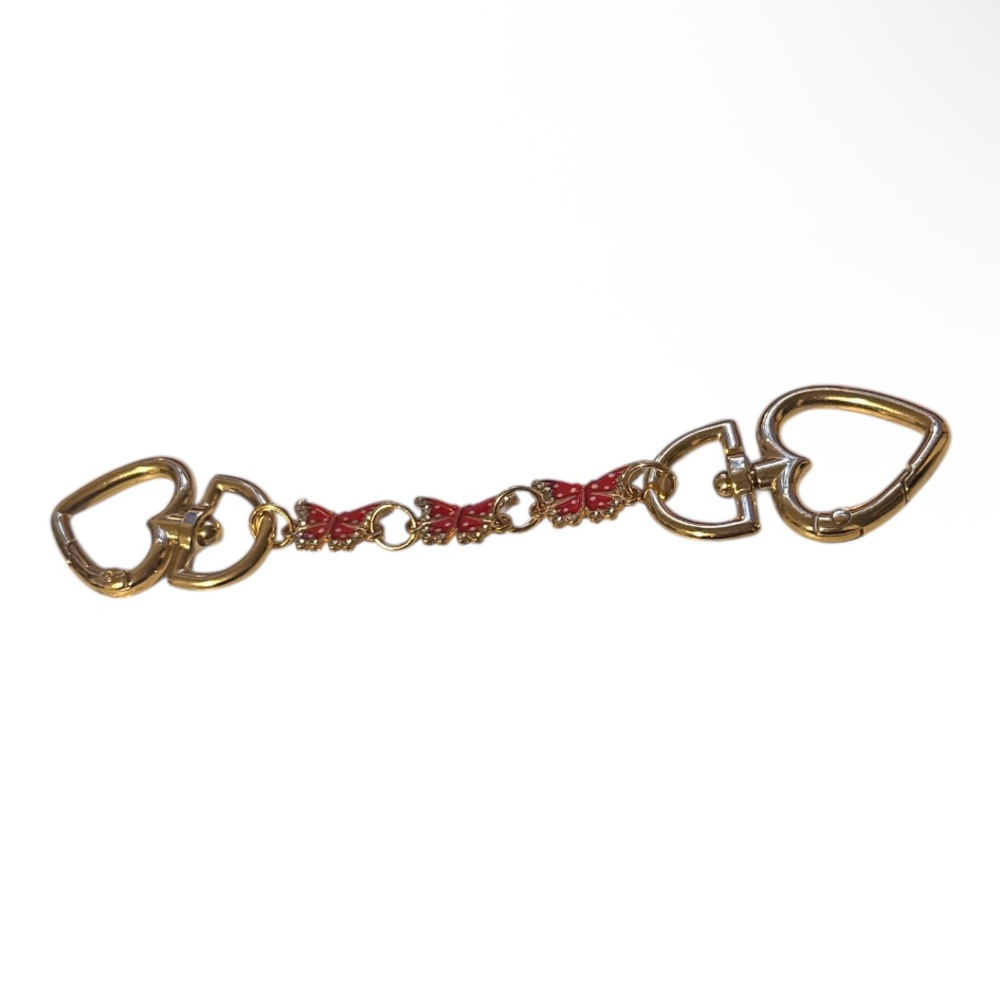 New Gold Heart and Red Butterfly Chain or purse extender